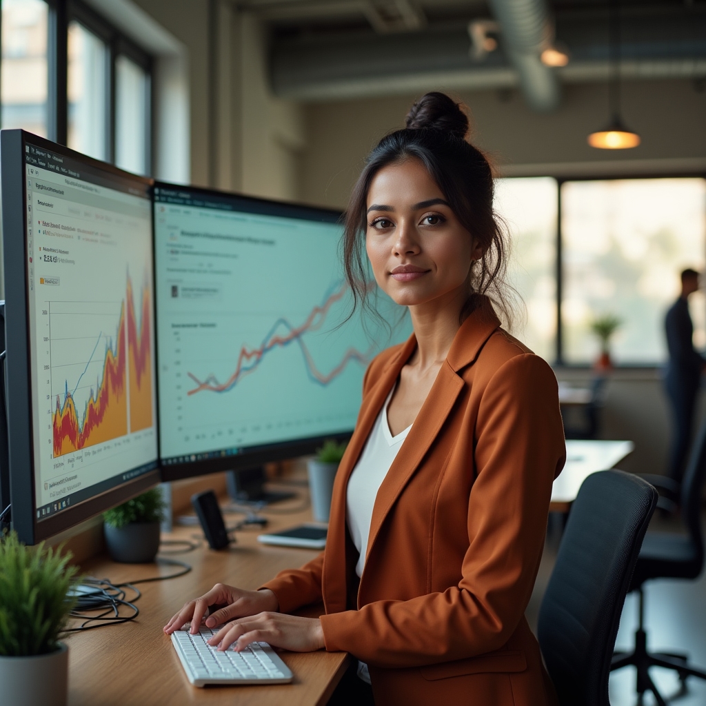 Analytik prochází přehled výkonu blogových článků na monitoru